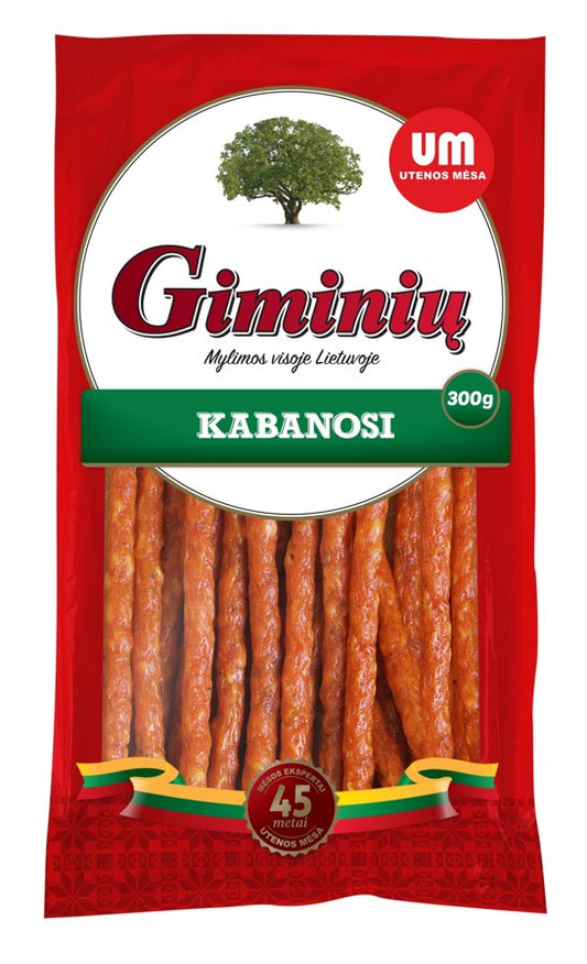 Karštai rūkytos kabanossi lazdelės, GIMINIŲ, 300g