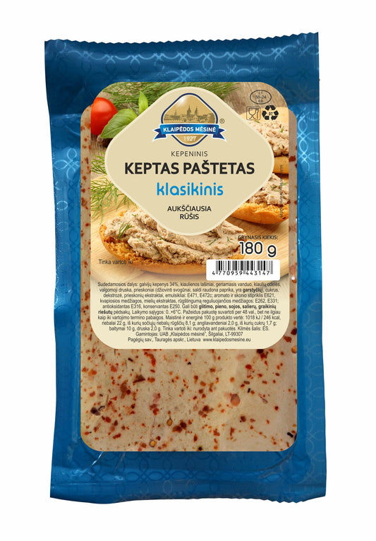 Keptas paštetas, kepeninis KLAIPĖDOS MĖSINĖ, a.r., 180 g