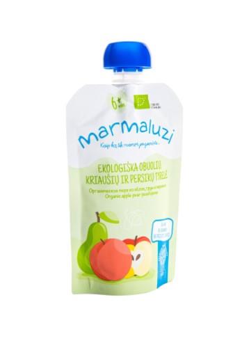 Tyrelė MARMALUZI, ekologiška su obouliais, kriaušėmis ir persikais nuo 6 mėnesių, 90 g EKO-001