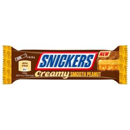 Šokoladinis batonėlis SNICKERS Creamy, su žemės riešutų kremu ir skrudintais riešutais, 36,5g