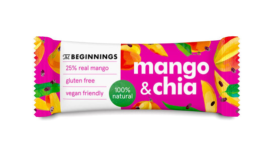 Veganiškas batonėlis THE BEGINNINGS su mangais ir chia sėklomis, 40 g