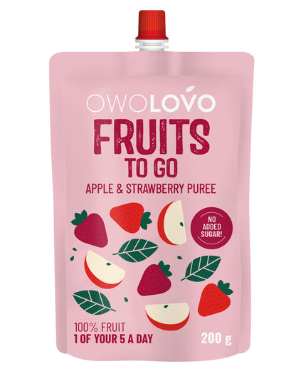 Tyrelė OWOLOVO, obuolių ir braškių skonio, 200 g