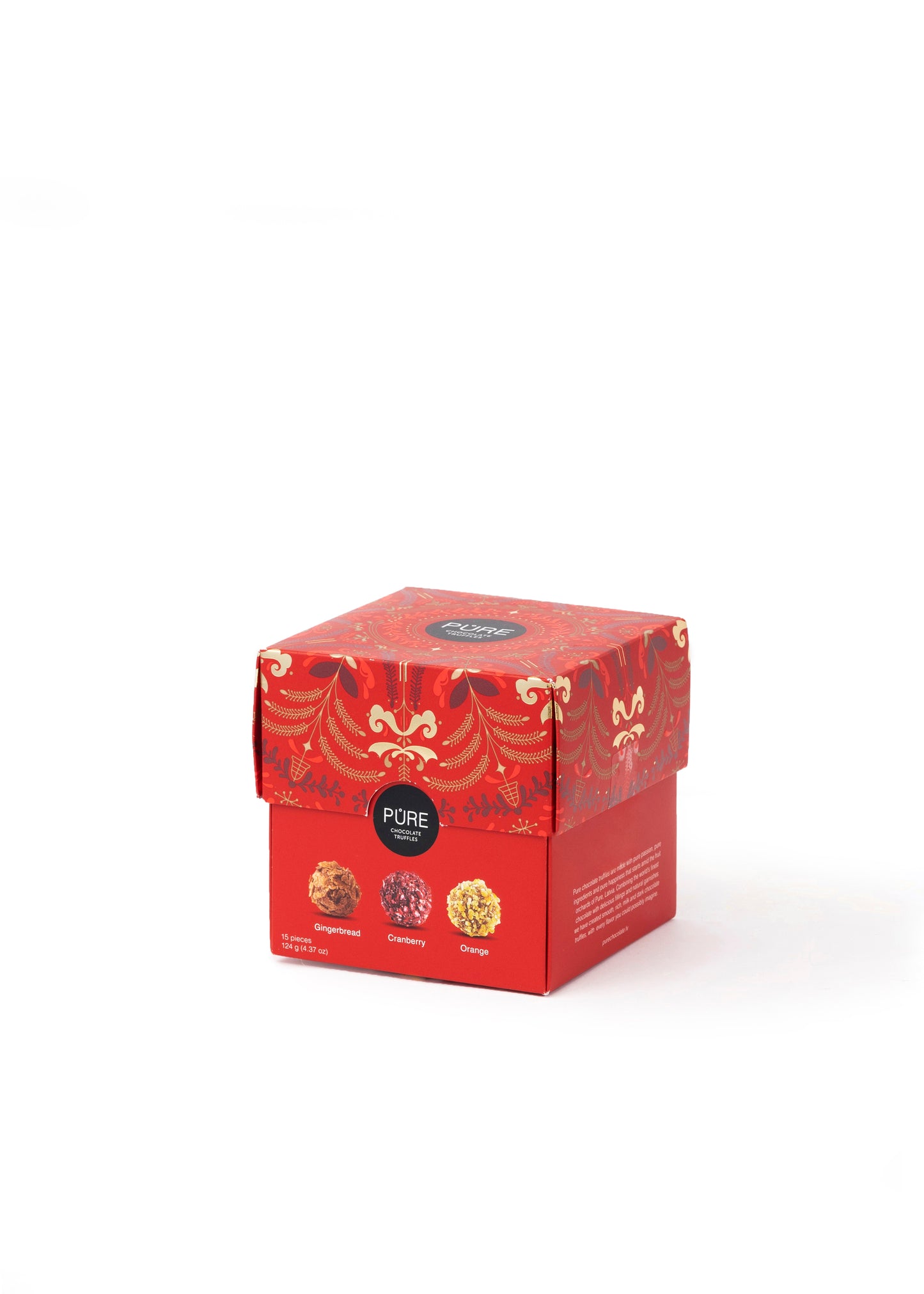 Šokolado triufeliai PURE, žiemos asorti kubai 15,124g