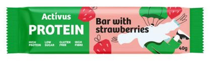 Baltyminis batonėlis ACTIVUS su braškėmis, 40g