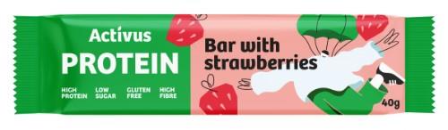 Baltyminis batonėlis ACTIVUS su braškėmis, 40g