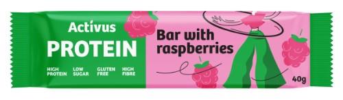 Baltyminis batonėlis ACTIVUS su avietėmis, 40g