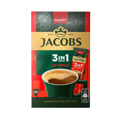 Instant coffee drink JACOBS 3 in 1 Intense, 24x4g box