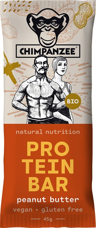 Ekologiškas baltyminis batonėlis CHIMPANZEE, su riešutų kremu, 45 g  LT-EKO-001