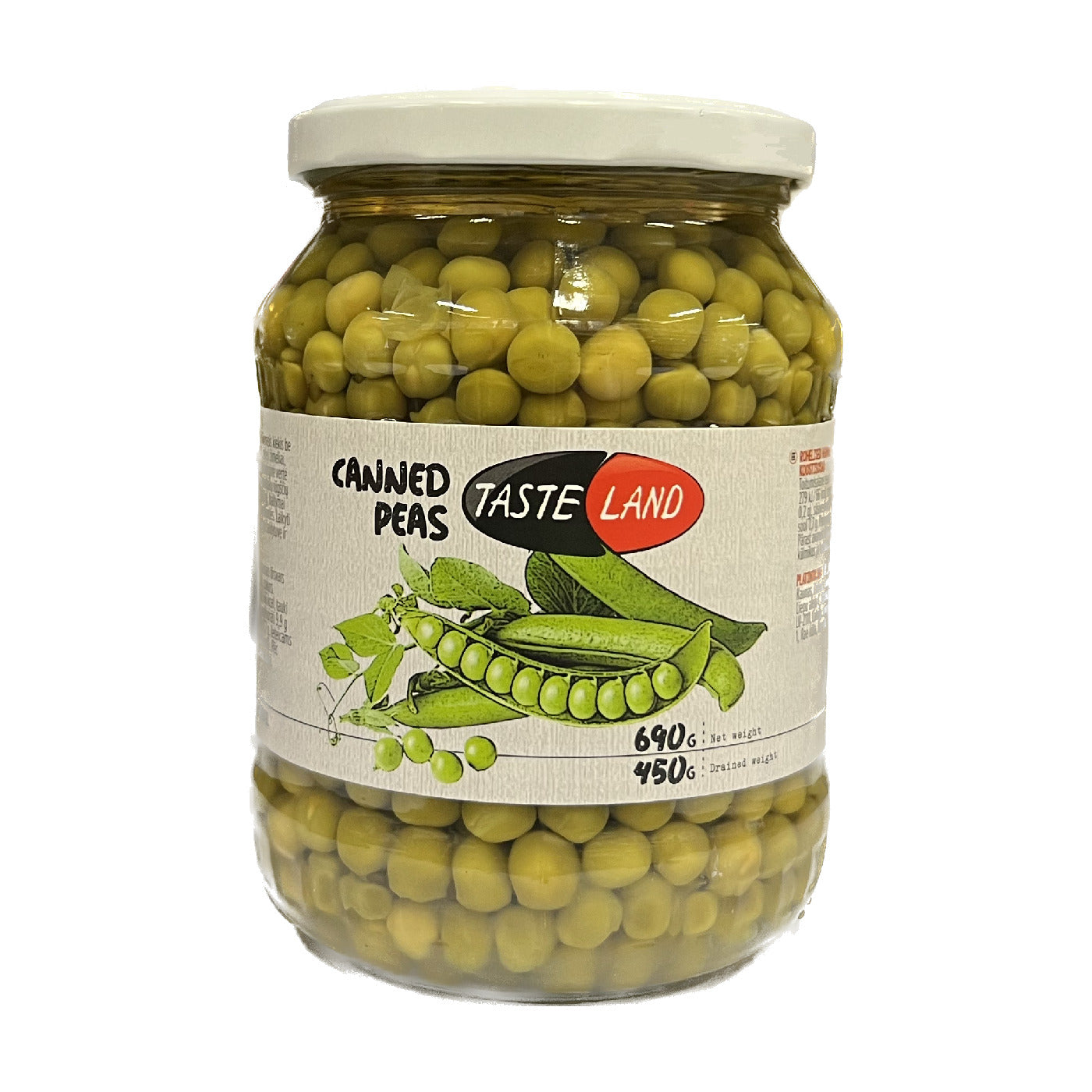 Konservuoti žirneliai TASTE LAND, 660g/445g