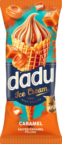 Karameliniai grietininiai ledai DADU su sūrios karamelės įdaru, 150ml