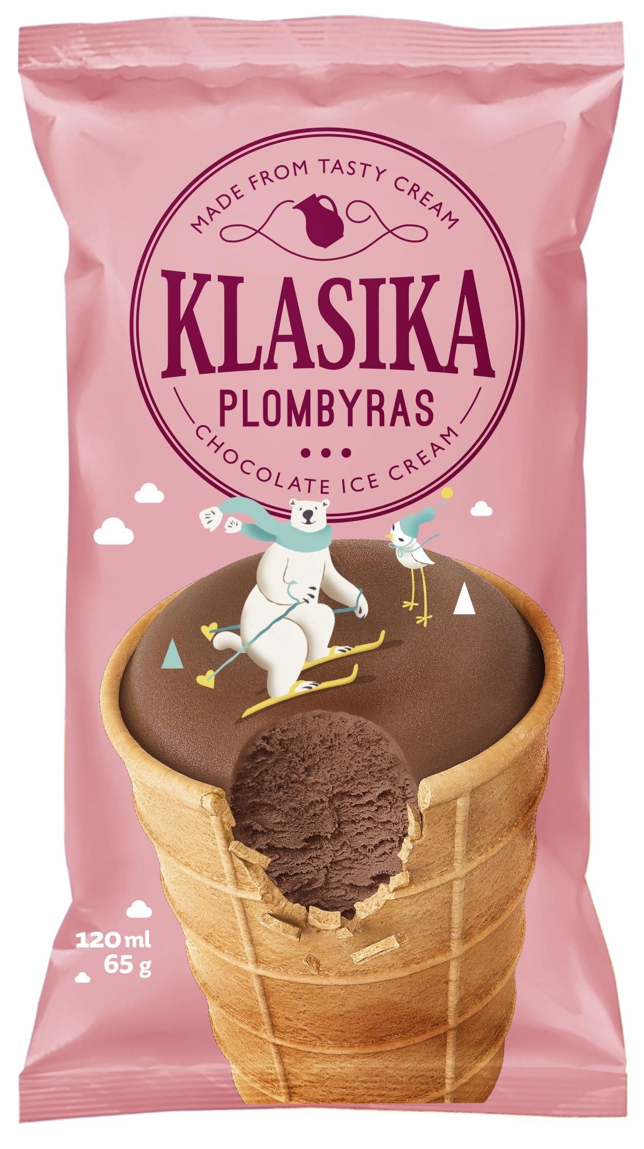 Valgomieji ledai KLASIKA, šokoladiniai, plombyras, 120 ml