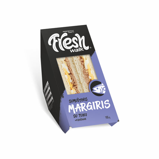 Trikampis sumuštinis MARGIRIS, su tunu ir kiaušiniais, 165g