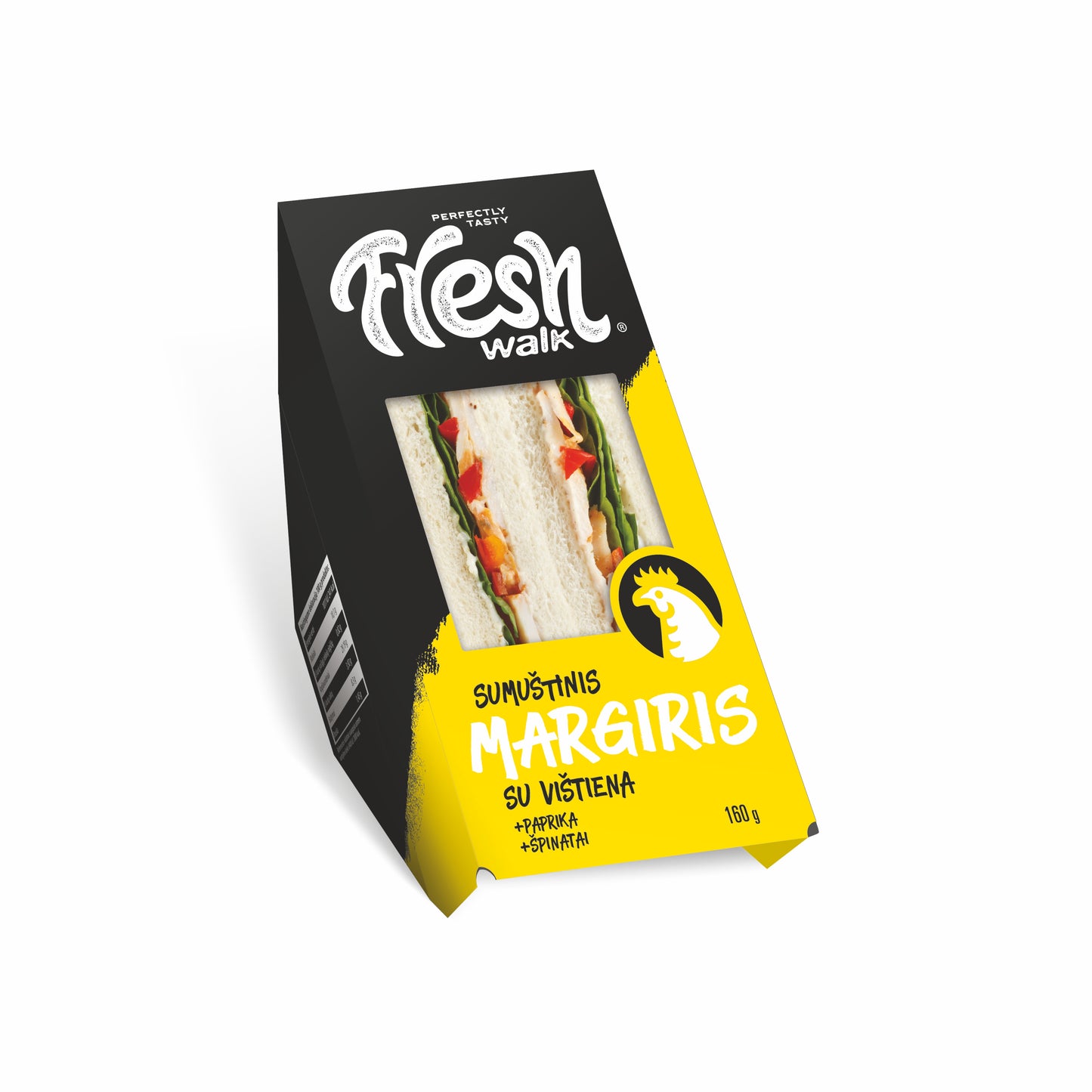 Trikampis sumuštinis MARGIRIS, su vištiena, paprika ir špinatais, 160g