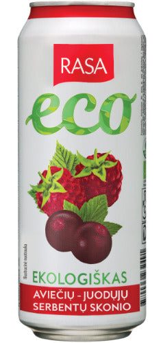 Ekologiškas gazuotas gėrimas RASA aviečių ir juodųjų serbentų skonio su sultimis, 0,5 l LT-EKO-001