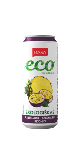 Ekologiškas gazuotas gėrimas RASA pasiflorų ir ananasų skonio su sultimis, 0,5 l LT-EKO-001