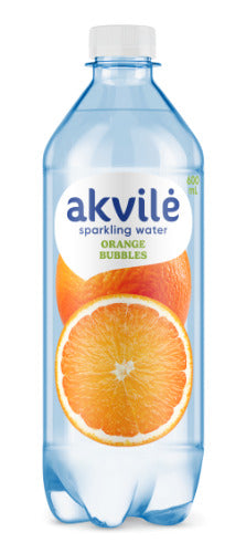 Stalo vanduo AKVILĖ apelsinų aromato, gazuotas, 0,6 l