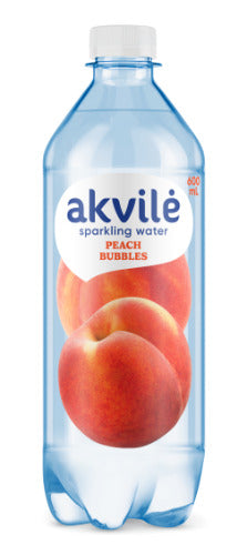 Stalo vanduo AKVILĖ persikų aromato, gazuotas, 0,6 l
