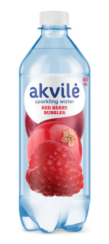 Stalo vanduo AKVILĖ su raudonosiomis uogomis, gazuotas, 0,6 l