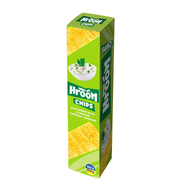 Bulvių traškučiai HROOM, jusotelėmis, grietinės ir žolelių skonio, 50 g