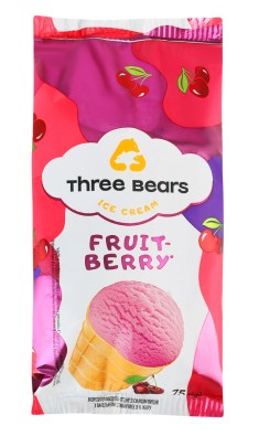Valgomieji ledai THREE BEARS Fruit and Berry, vyšnių skonio, vafliniame indelyje,  70 g