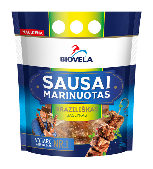 Sausai marinuotas kiaulienos sprandinės šašlykas BIOVELA, Braziliškas, 800 g