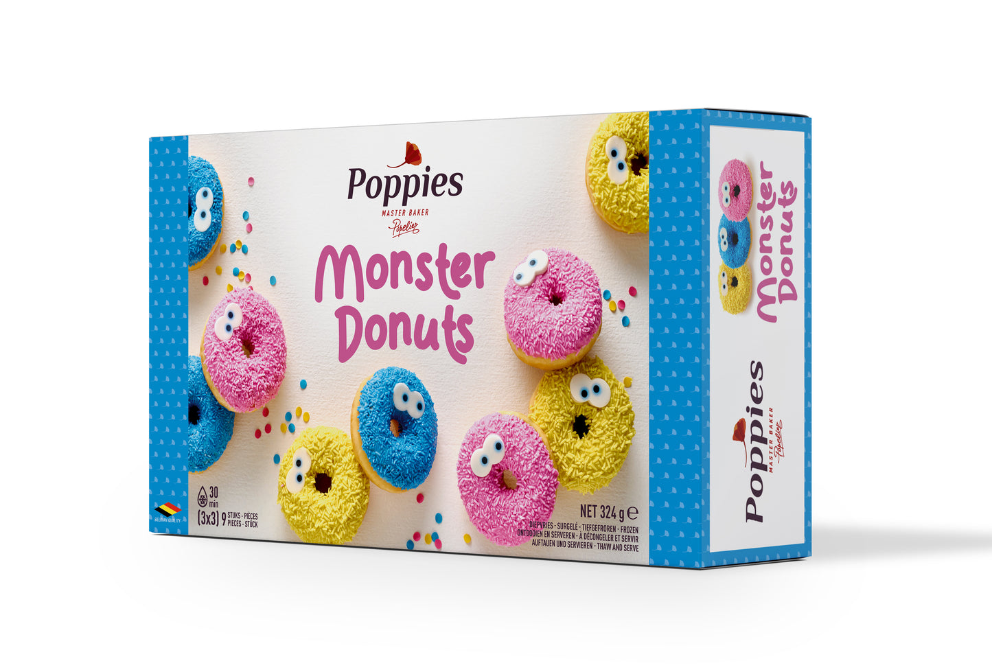 Spurgos POPPIES, Monster Donuts, (3x3) 9 vnt, 324g