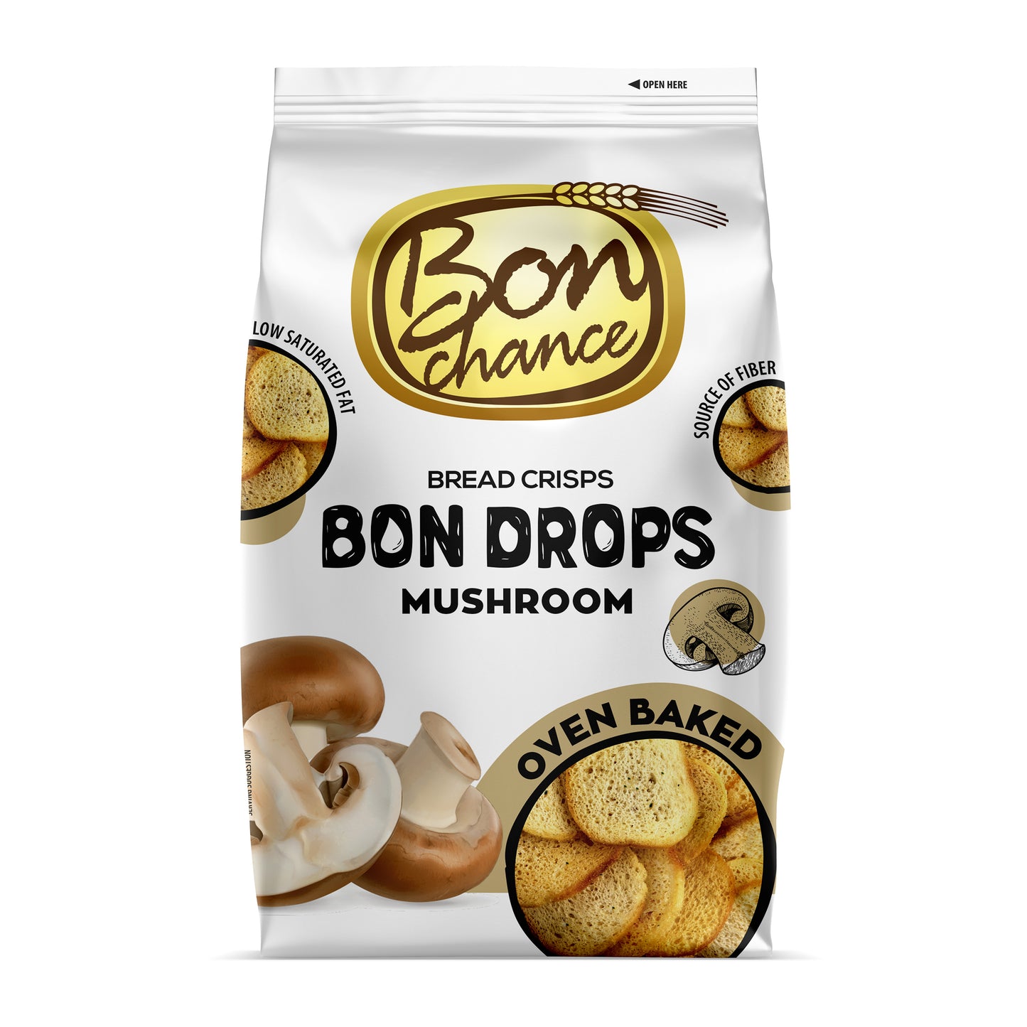 Duonos traškučiai BON CHANCE, su grybais, 70 g