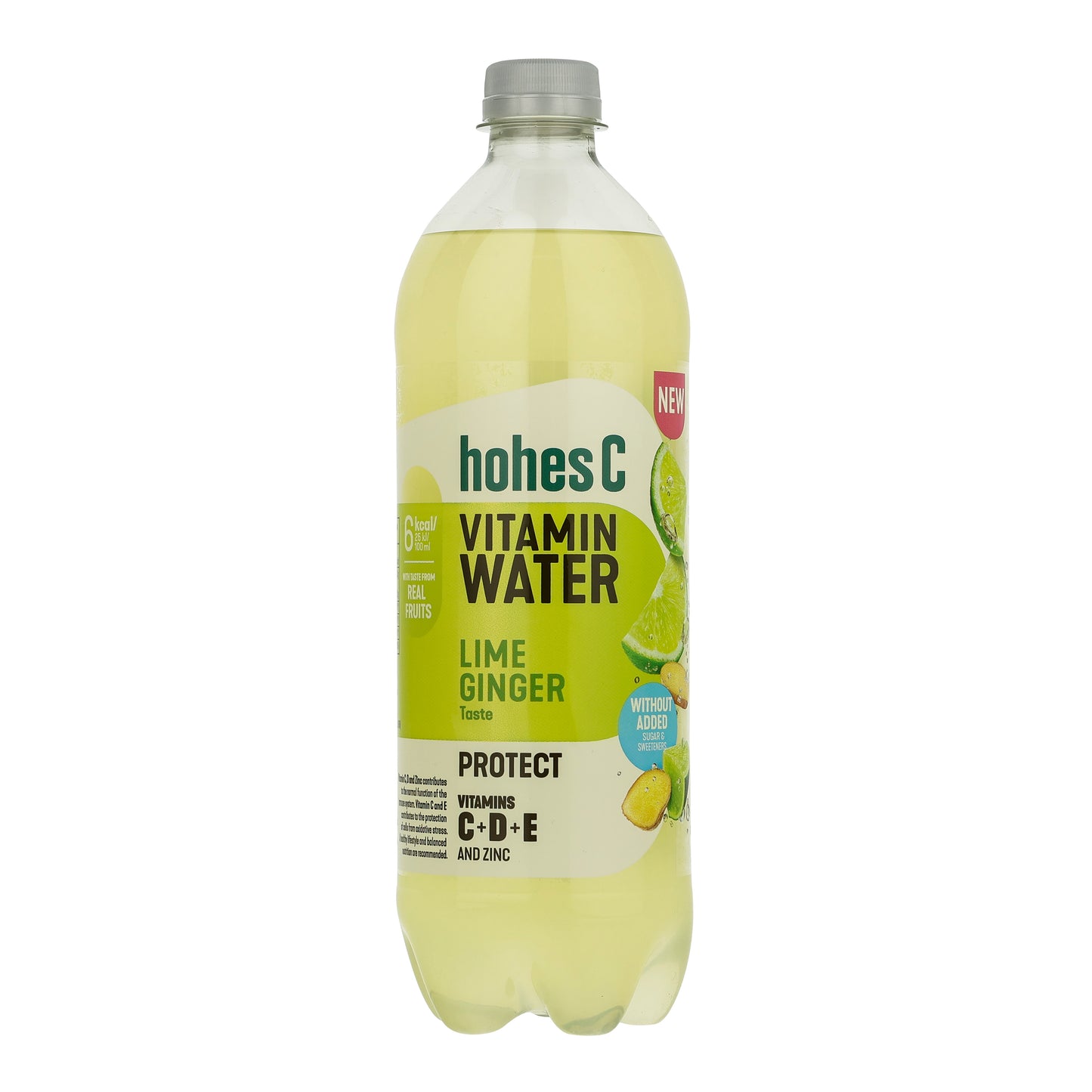 Gazuotas vanduo, HOHES C, laimų ir imbiero skonio, su C+D+E+Zn, 0,75 l