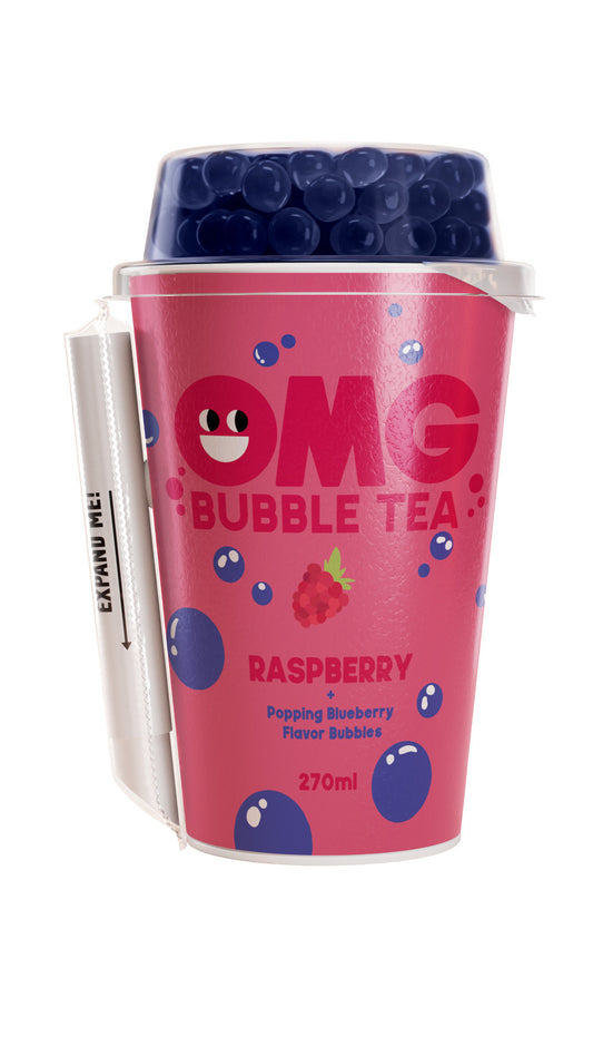 Arbatos gėrimas OMG, aviečių skonio su mėlynių burbuliukais, 270 ml