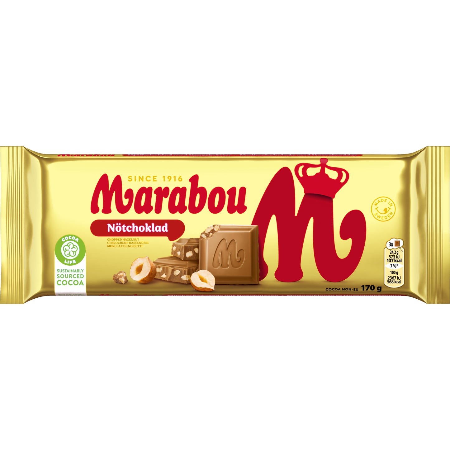 Milk chocolate MARABOU, with hazelnuts, 17 g
