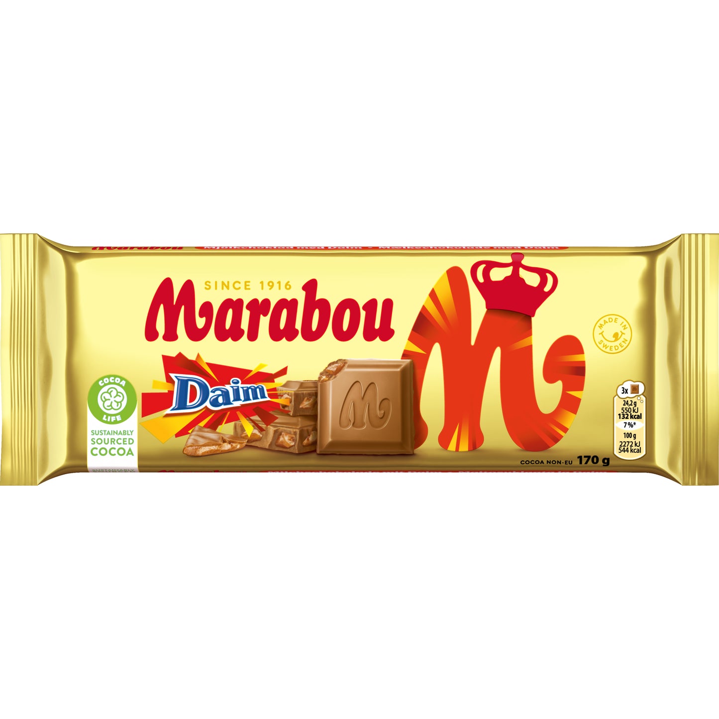 Milk chocolate MARABOU, with Daim, 170 g