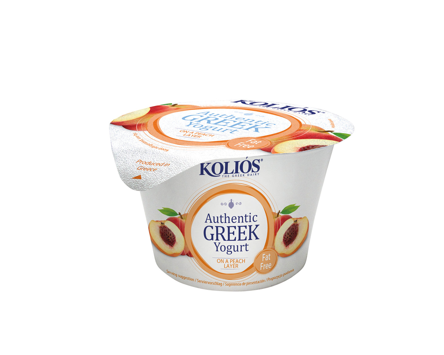 Graikiškas jogurtas KOLIOS, autentiškas, 0%, su persikais,150 g