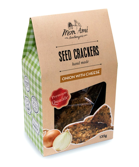 Sėklų traškiai MON AMI, su svogūnu ir grietinėle, dėžutėje, 135 g