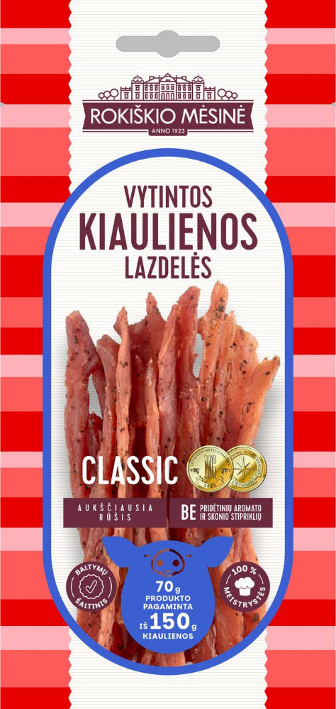 Vytintos kiaulienos lazdelės KLASIKINĖS, a.r., 70 g