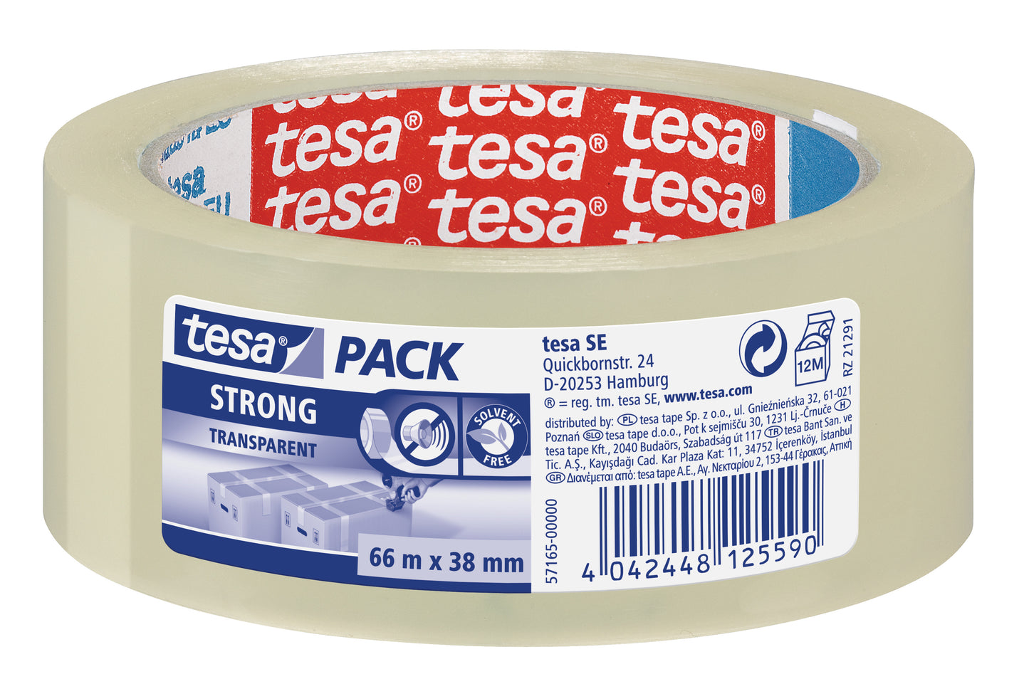 Silent packaging tape TESA PACK, 38mm x 66m, transparent