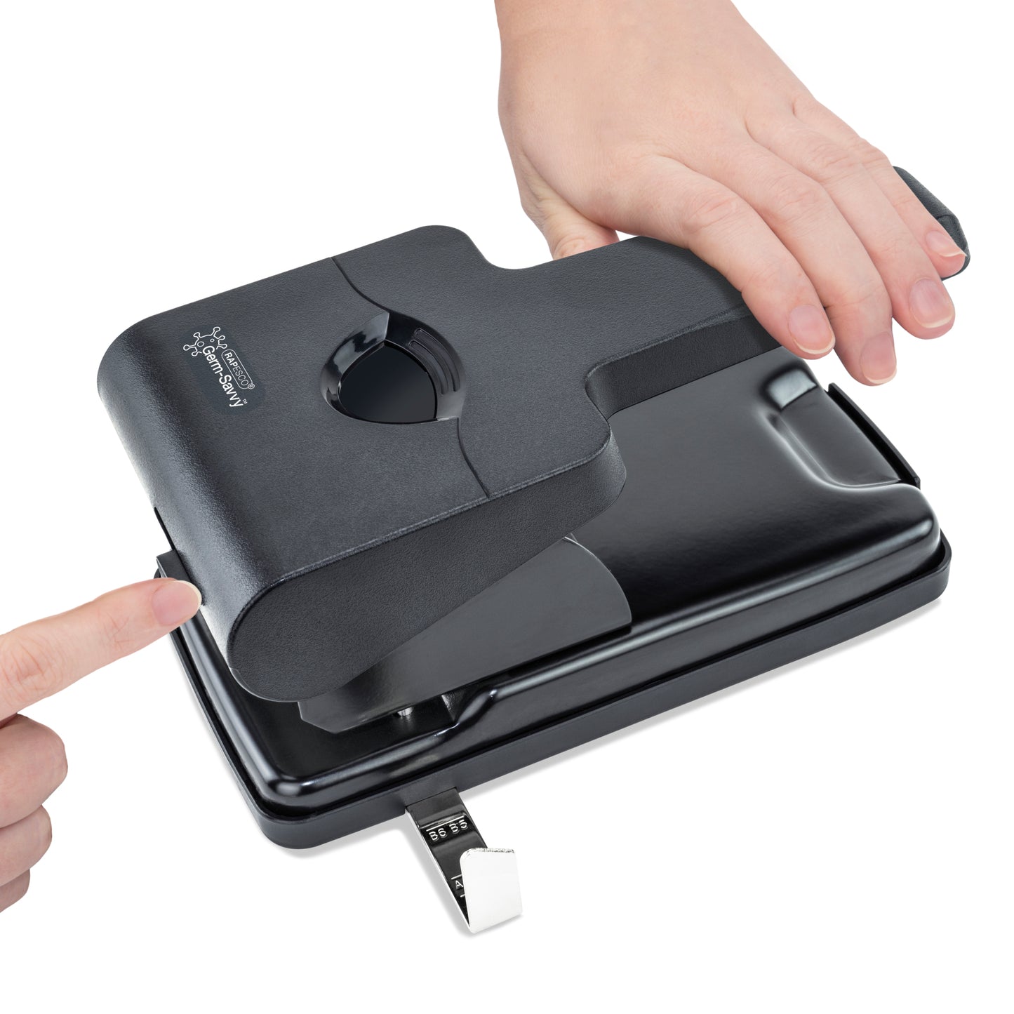 RAPESCO Germ-Savvy™ Hole Punch: HD865, 2-hole, 50 sheets, black