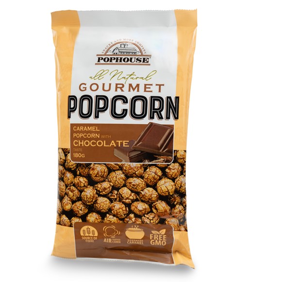 Popcorn POPHOUSE, with caramel and chocolate, 180 g
