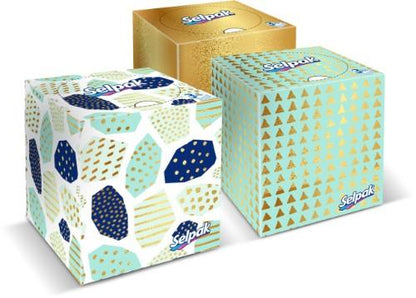 Disposable handkerchiefs SELPAK Boutique, 3-ply, box, 48 pcs