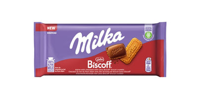 Milk chocolate MILKA Biscoff from Alpine milk with caramelized biscuit pieces, 90 g