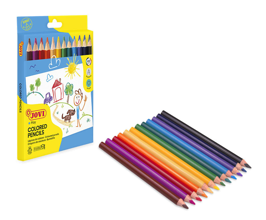 Spalvoti pieštukai, tribriauniai, stori  JOVI, 12 spalvų 735/12