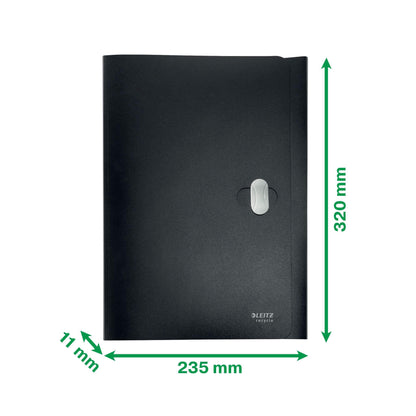 Document folder Leitz Recycle, A4, PP, 3 flaps, black