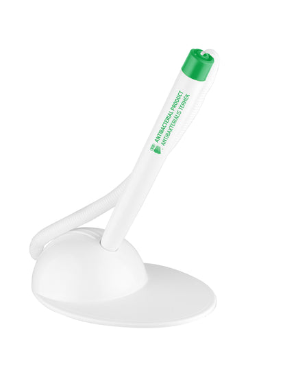 Antibakterinis tušinukas su stoveliu ir spauda, ICO T-PEN, 0,8 mm, baltas arba žalias