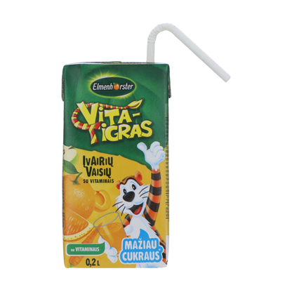 Įvairių vaisių sulčių gėrimas ELMENHORSTER Vita Tigras, su vit. 0,2 l