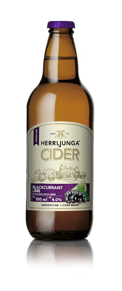 Sidras HERRLJUNGA, juoduju serbentu ir laimo skonio, 4%, 0,5l, butelis D