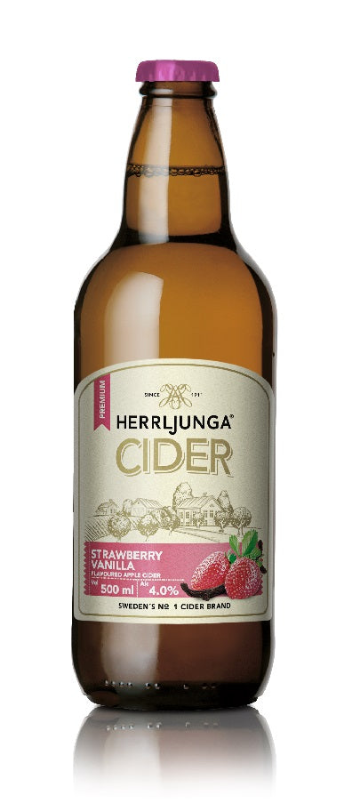 Sidras HERRLJUNGA, braškių ir vanilės skonio, 4%, 0,5l, butelis D