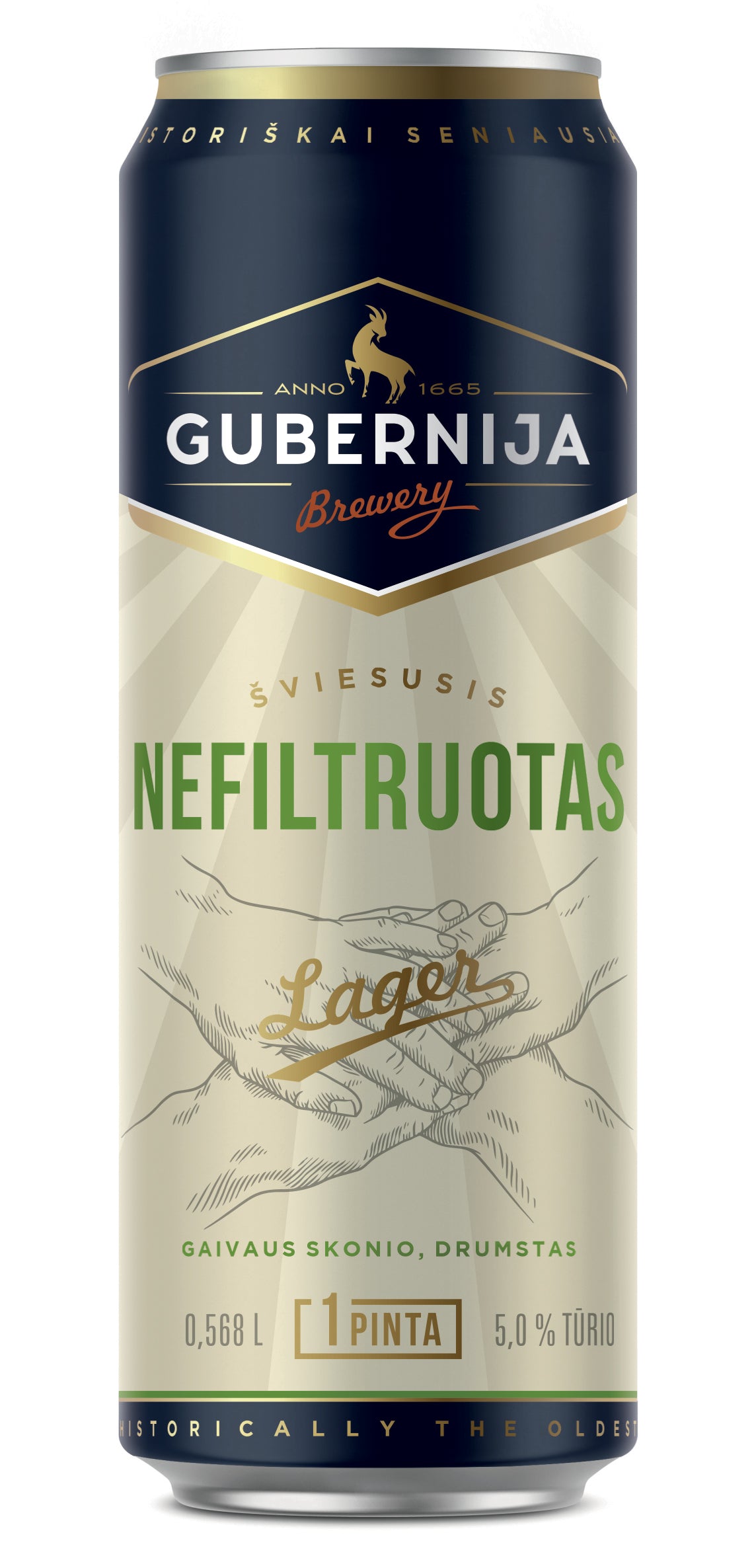 Beer GUBERNIJA, Unfiltered Lager, 5%, 0.568l, can