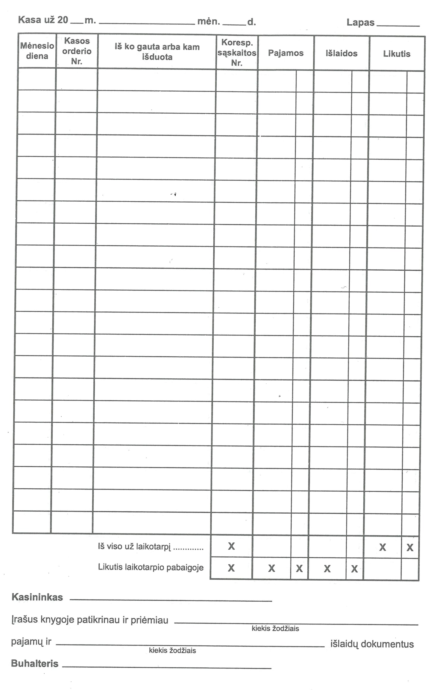 Self-copying cash book, per period A5