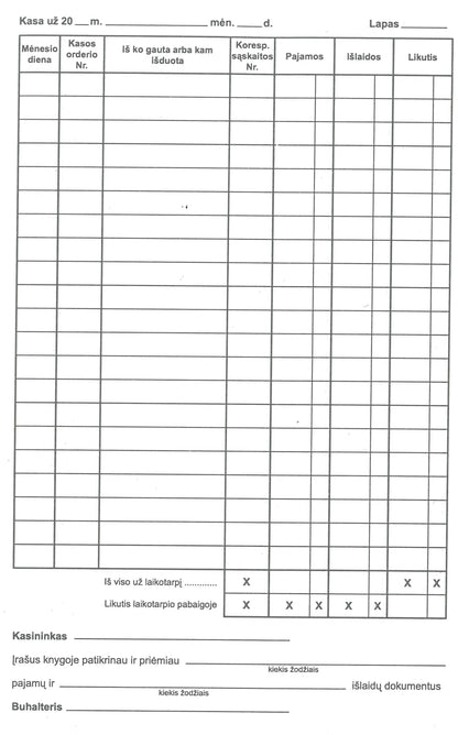 Self-copying cash book, per period A5