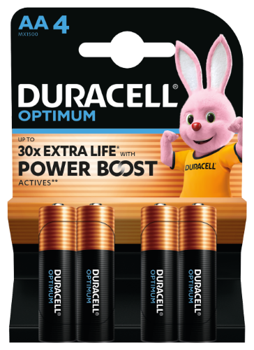 Baterijos DURACELL Optimum, AA, 4 vnt.