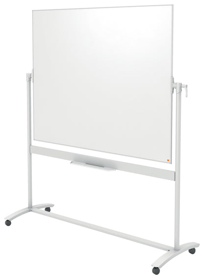 Dvipusė vartoma emaliuota magnetinė lenta NOBO 120x150 cm, mobilus stovas, balta sp.